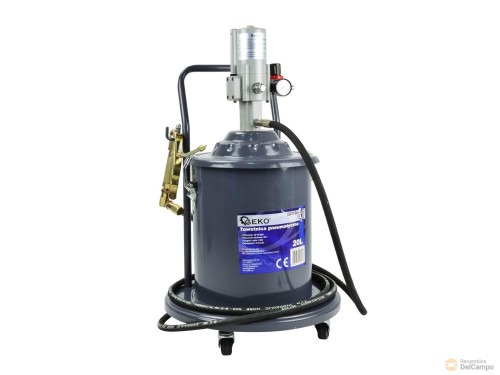 Engrasadora neumática + deposito metalico 20 l. con ruedas de transporte - presion 300/400 mpa - presion de trabajo 6-8 bar - suministro 0,9 l/min Engrasadora neumática + deposito metalico 20 l. con ruedas de transporte - presion 300/400 mpa - presion de trabajo 6-8 bar - suministro 0,9 l/min
