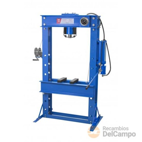 Prensa hidraúlica-neumática 50.000 kgs con bomba manual de botella con sujección por muelles (dimensiones 1850 x 630 x 230 mm.) carrera 0 - 850 mm. Prensa hidraúlica-neumática 50.000 kgs con bomba manual de botella con sujección por muelles (dimensiones 1850 x 630 x 230 mm.) carrera 0 - 850 mm.