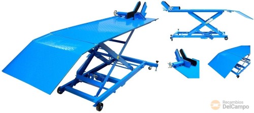 Elevador hidraulico para motocicletas de tijera con plataforma, 450 kgs - 2500 x 1800 x 600 mm. (175 -- 450 mm) Elevador hidraulico para motocicletas de tijera con plataforma, 450 kgs - 2500 x 1800 x 600 mm. (175 -- 450 mm)