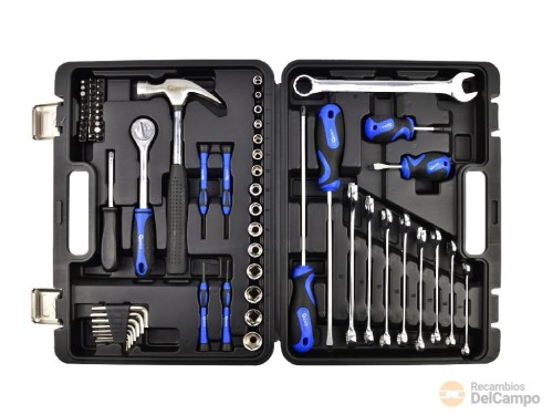 Estuche 73 herramientas (9 llaves combinadas + 8 destornilladores pl/ph + 1 martillo + 1 carraca 1/2" + 15 vasos cortos 1/2" + 1 mango destornillador + 30 puntas 1/4" + 8 llaves acodadas allen) Estuche 73 herramientas (9 llaves combinadas + 8 destornilladores pl/ph + 1 martillo + 1 carraca 1/2" + 15 vasos cortos 1/2" + 1 mango destornillador + 30 puntas 1/4" + 8 llaves acodadas allen)