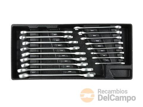 Bandeja de plástico 1/3 con 17 llaves combinadas ( 6 - 22 mm.) Bandeja de plástico 1/3 con 17 llaves combinadas ( 6 - 22 mm.)