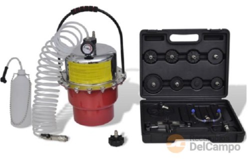 Kit purgador de frenos neumatico profesional + estuche de 13 adaptadores para frenos universal Kit purgador de frenos neumatico profesional + estuche de 13 adaptadores para frenos universal