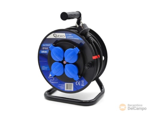Tambor enrrollador electrico de carrete con cable de 25 m. x 3 x 1,5 mm2 - ip44 (4 bases) Tambor enrrollador electrico de carrete con cable de 25 m. x 3 x 1,5 mm2 - ip44 (4 bases)