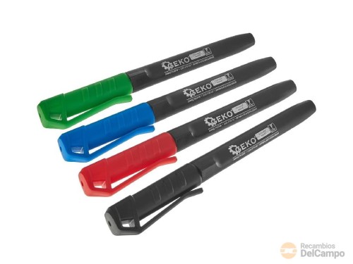 Blister de 4 rotuladores permanentes de punta gruesa (grosor de línea de 4 mm), verde - azul - rojo - negro Blister de 4 rotuladores permanentes de punta gruesa (grosor de línea de 4 mm), verde - azul - rojo - negro