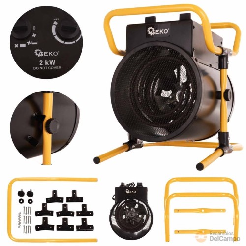 Calefactor electrico 230 v por resistencia - 2 kw con termostato regulable y con soporte de suelo - transportable Calefactor electrico 230 v por resistencia - 2 kw con termostato regulable y con soporte de suelo - transportable