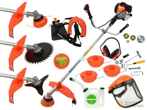 Desbrozadora de gasolina de 2 tiempos (1:25) motor 42,7 cm cúbicos depósito 1l. + equipamiento Desbrozadora de gasolina de 2 tiempos (1:25) motor 42,7 cm cúbicos depósito 1l. + equipamiento