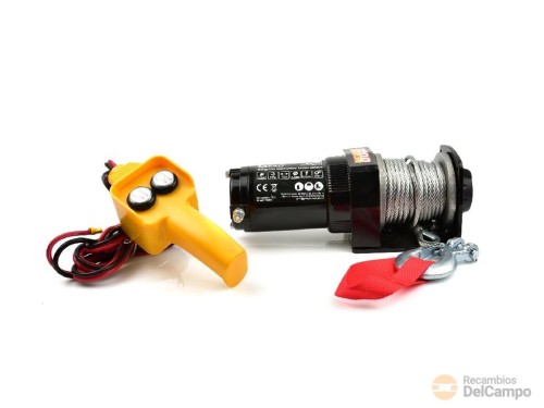 Cabestrante eléctrico 12v. - 0,75 kw - 12m x 4,8 mm. - arrastre 907 kgs. - multiplicador 153:1 - con mando a distancia por cable Cabestrante eléctrico 12v. - 0,75 kw - 12m x 4,8 mm. - arrastre 907 kgs. - multiplicador 153:1 - con mando a distancia por cable