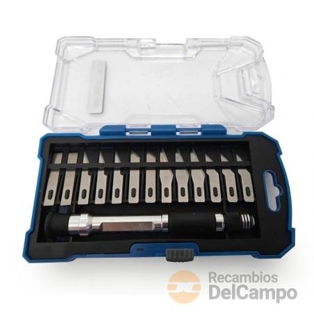 Estuche de mango portacuchilla + 13 cuchillas de precisión. Estuche de mango portacuchilla + 13 cuchillas de precisión.