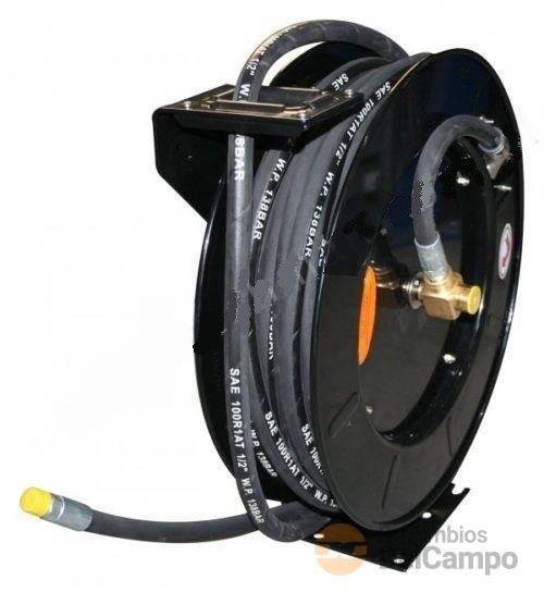 Carrete de manguera con trinquete de recogida automática para trasvase de aceites/diesel, ø 1/2" x 15 m. / 138 bar Carrete de manguera con trinquete de recogida automática para trasvase de aceites/diesel, ø 1/2" x 15 m. / 138 bar