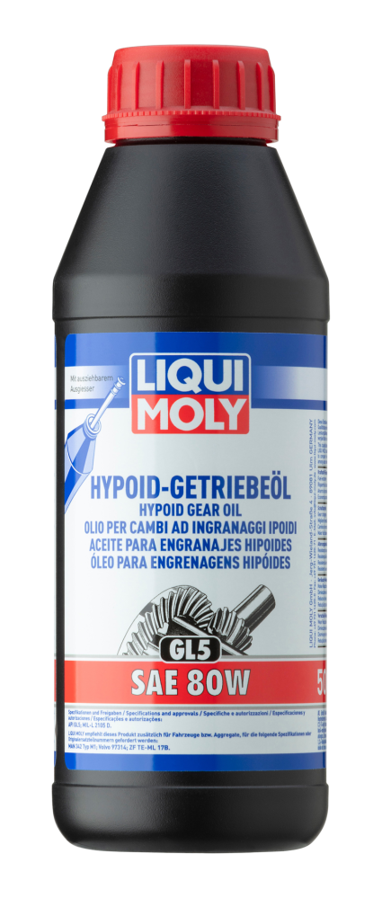 Aceite para engranajes hipoides (GL5) SAE 80W (500 ML) Liqui Moly Aceite para engranajes hipoides (GL5) SAE 80W (500 ML) Liqui Moly