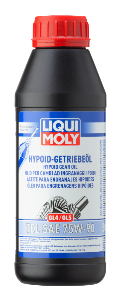 Aceite para engranajes hipoides (GL4/5) TDL SAE 75W-90 (500 ML) Liqui Moly Aceite para engranajes hipoides (GL4/5) TDL SAE 75W-90 (500 ML) Liqui Moly