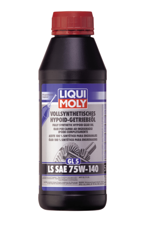 Aceite 100 % sintético para engranajes hipoides (GL5) LS SAE 75W-140 (500 ML) Liqui Moly Aceite 100 % sintético para engranajes hipoides (GL5) LS SAE 75W-140 (500 ML) Liqui Moly