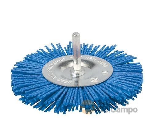 Cepillo de nylon fino para materiales blandos, circular ø 100 mm. con vastago 6 mm. Cepillo de nylon fino para materiales blandos, circular ø 100 mm. con vastago 6 mm.