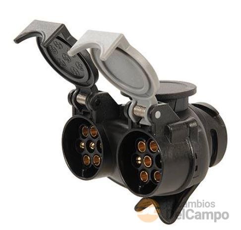 Adaptador de enchufe doble de 7 pines tipo *n* reducción a 13 pines tipo *s*, 12v. Adaptador de enchufe doble de 7 pines tipo *n* reducción a 13 pines tipo *s*, 12v.