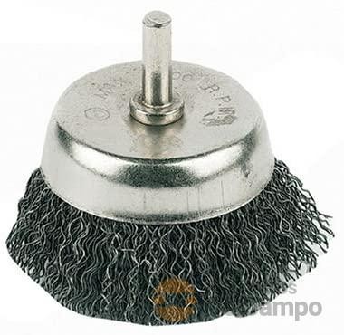 Cepillo de copa de alambre de acero ondulado ø 75 mm., con cerdas de acero elástico de ø0,3 mm Cepillo de copa de alambre de acero ondulado ø 75 mm., con cerdas de acero elástico de ø0,3 mm